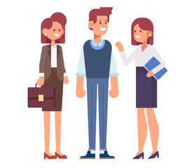 Male and female business people.  