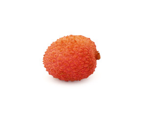 Fresh red lychee isolated close up on white