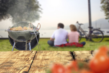 summer time of grill and desk of free space 