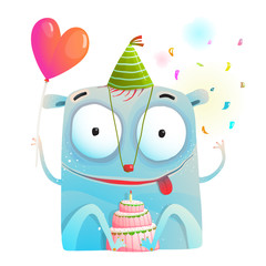 Little creature congratulation and best wishes. Vector cartoon.