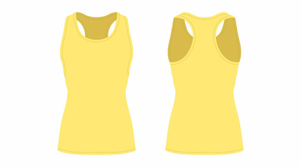  Front and back views of women's yellow t-shirt on white background
