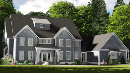 3D Illustration of a Country Craftsman House