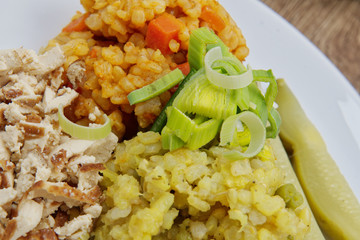 Detail of risotto of two colors
