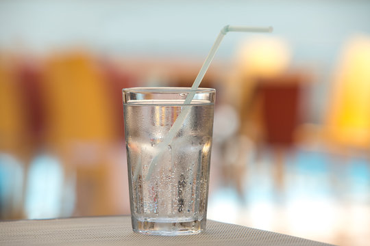 A glass of cool mineral sparkling water