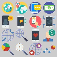 Icon set about Marketing with keywords salesman, search, internet, line chart, money and smartphone