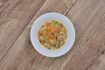 Vegetable soup on a table