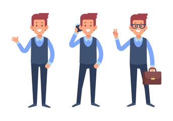 Business man. Office manager vector character.