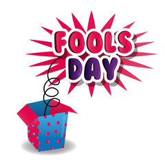 fools day celebration poster box prank image vector illustration