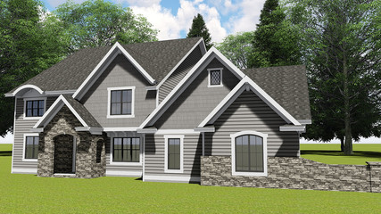 Obraz premium 3D Illustration of a Modern Craftsman House
