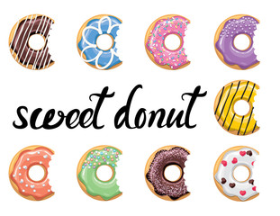 vector glazed colorful donuts