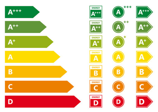 Energy Efficiency rating set isolated on white background