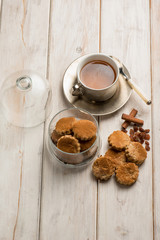 cup of tea with cinnamon cookies