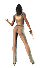 sexy girl with gun, 3d illustration