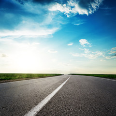 road to horizon in sunset