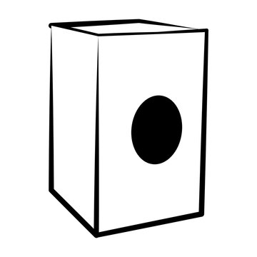 Isolated cajon outline. Musical instrument