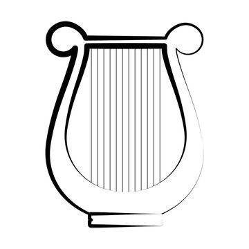 Isolated lyre outline. Musical instrument
