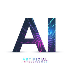 Artificial Intelligence Logo. Artificial Intelligence and Machine Learning Concept. Vector symbol AI. Neural networks and another modern technologies concepts.
