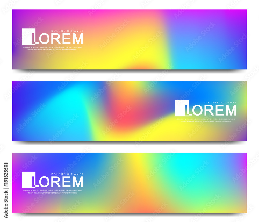 Aufkleber Modern set of vector banner. Abstract fluid 3d shapes vector trendy liquid colors backgrounds set. Colored fluid graphic composition illustration.