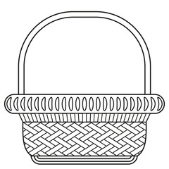 Line art black and white wicker basket shopping cart icon poster.