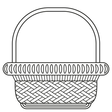 recommend clip art: Line art black and white wicker basket shopping cart icon poster.
