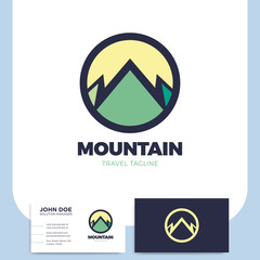 Mountains logo template outdoor adventure creative badge sign graphic