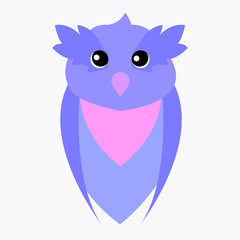 Icon of simple and sweet owl in purple tones,vector