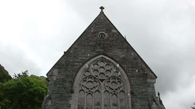 IRELAND JULY 2016 Neo Gothic Church Near Kylemore Abbey Close Up