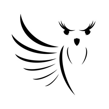Icon of simple owl from lines and smears, contours and parts,vector