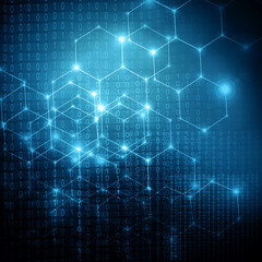 Abstract background with connected lines and dots for your design. Smooth lines, beautifully intertwined, shining dots and flashes on a dark background