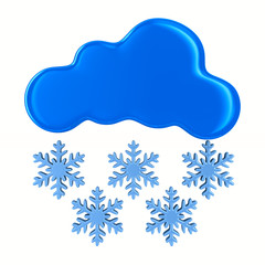 cloud and snowflake on white background. Isolated 3D illustration