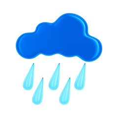 cloud and drop on white background. Isolated 3D illustration