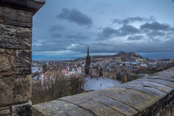Aerial view from the wall of Edinburgh Castle