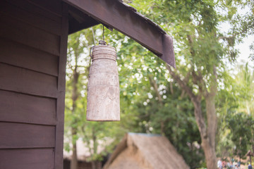 wood bell hang at the roof