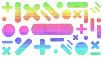 Various Colored Strips of ADHESIVE BANDAGES PLASTER - Medical Equipment - Colorful RAINBOW Style