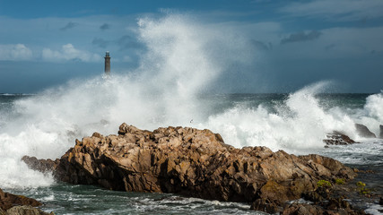 Phare du cap de la Hague, Normandy France on a stormy day in summer