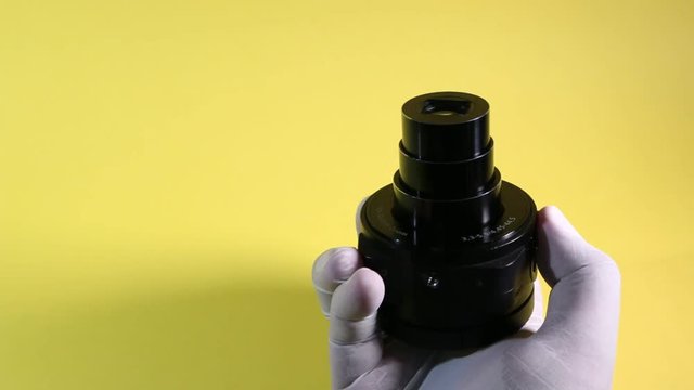 Close up of a wireless lens type camera