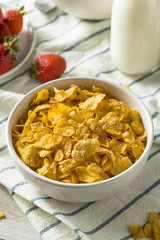 Healthy Corn Flakes with Milk for Breakfast