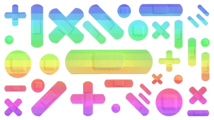 Various Colored Strips of ADHESIVE BANDAGES PLASTER - Medical Equipment - Colorful RAINBOW Style