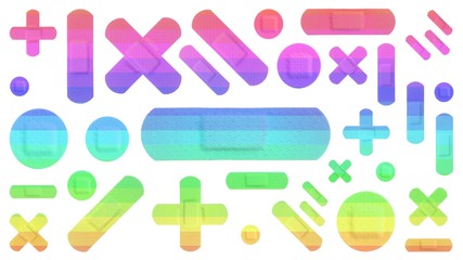 Various Colored Strips of ADHESIVE BANDAGES PLASTER - Medical Equipment - Colorful RAINBOW Style