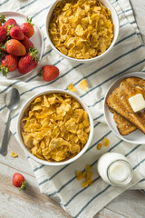 Healthy Corn Flakes with Milk for Breakfast