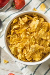 Healthy Corn Flakes with Milk for Breakfast