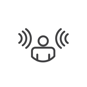 Person hearing soundwaves coming in from both sides - voice recognition icon