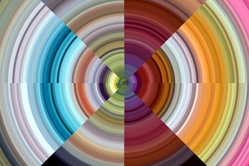 Circular sparkling circles and spirals, colorful vivid abstract background