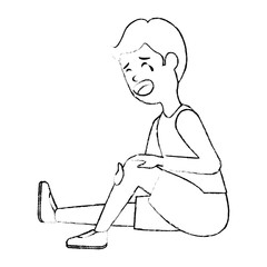 boy with the scraped knee vector illustration design
