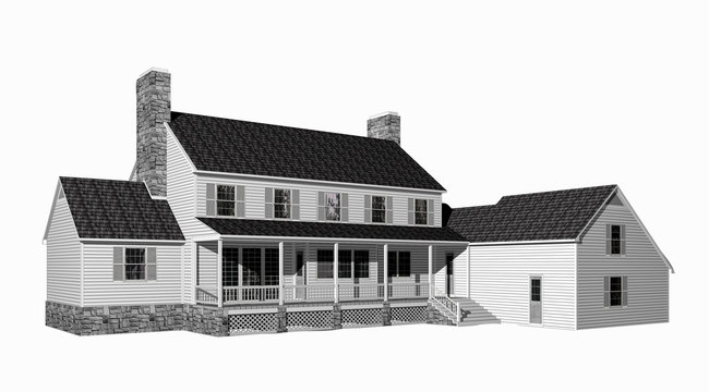 3D House illustration on white