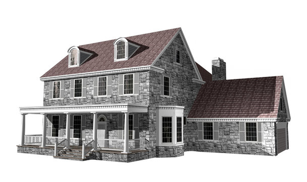 3D House illustration on a white background