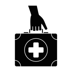 hand with medical kit vector illustration design
