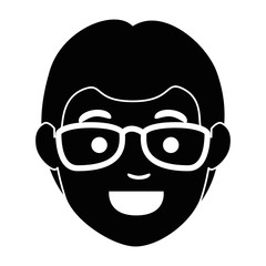 young man head avatar character vector illustration design