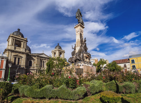 Plaza Murillo with Cathedral Basilica of Our Lady of Peace, La Paz, Bolivia