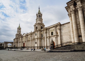 Fototapeta na wymiar Cathedral, Plaza de Armas, Arequipa, Peru